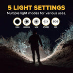 250000 Lumens Bright LED Rechargeable Flashlight 5 Modes Tactical Camping Fast Charging Waterproof (XHP50) - Image 9