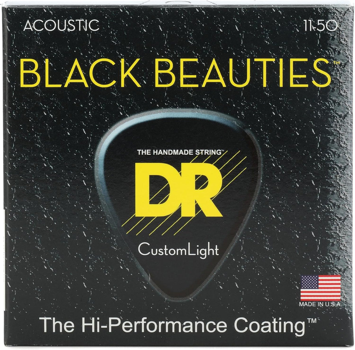 DR Strings Acoustic Guitar Strings, Black Beauties - Black Coated, 12-54 - Image 9