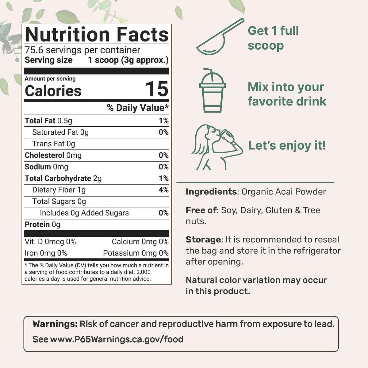 Micro Ingredients organic acai powder supplement powder texture view