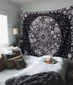 Neasow black and white floral tapestry close-up detail