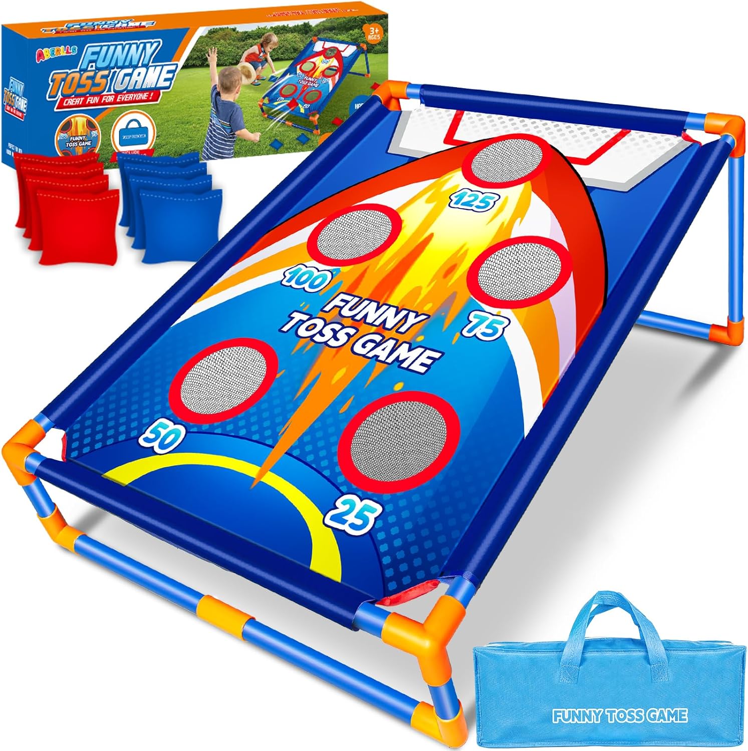 Aberlls rocket themed bean bag toss game front view outdoor
