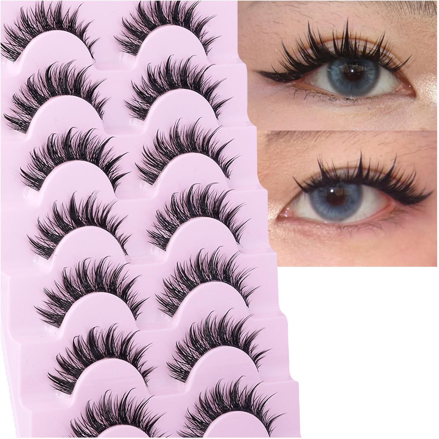 EYDEVRO Manga Lashes pack front view showing seven pairs of wispy false eyelashes.