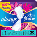Always Radiant Feminine Pads 30 count front view of USA imported box
