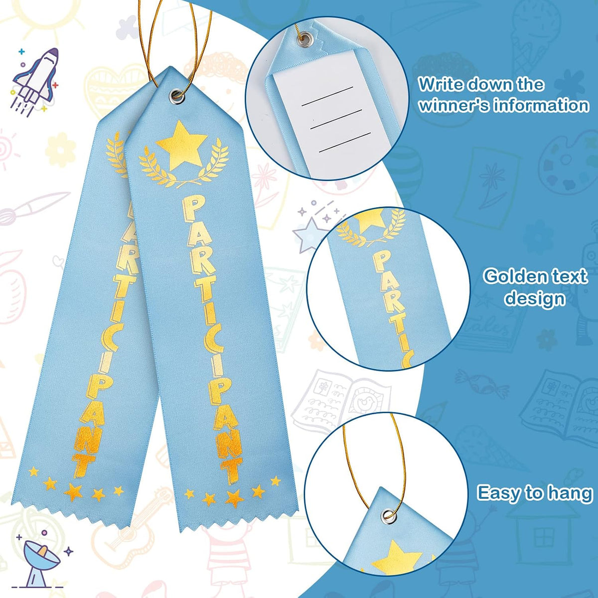Back view showing event card and hanging string