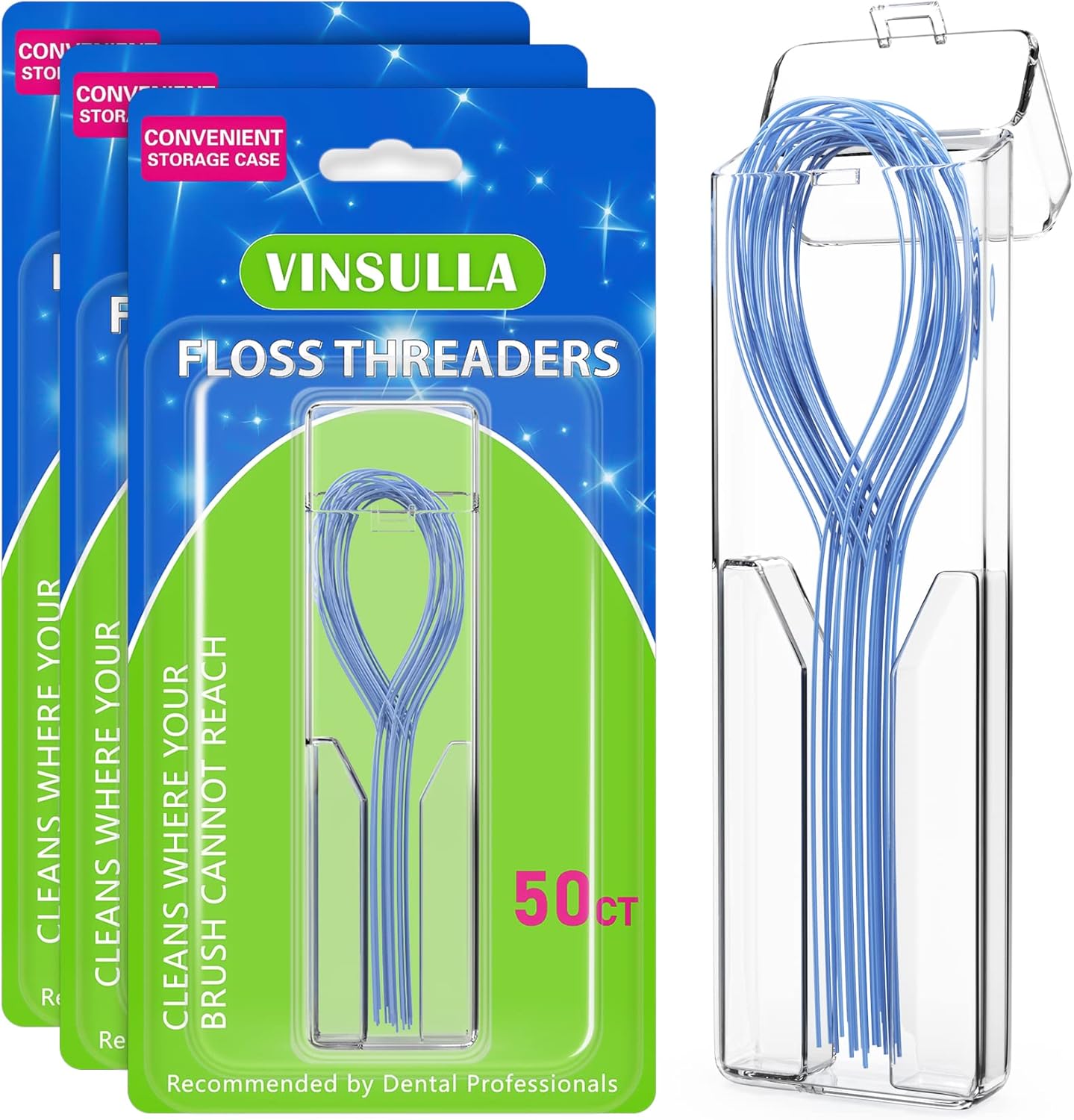 Floss Threaders for Braces, Bridges, and Implants (50 Count (Pack of 3)) - Image 1