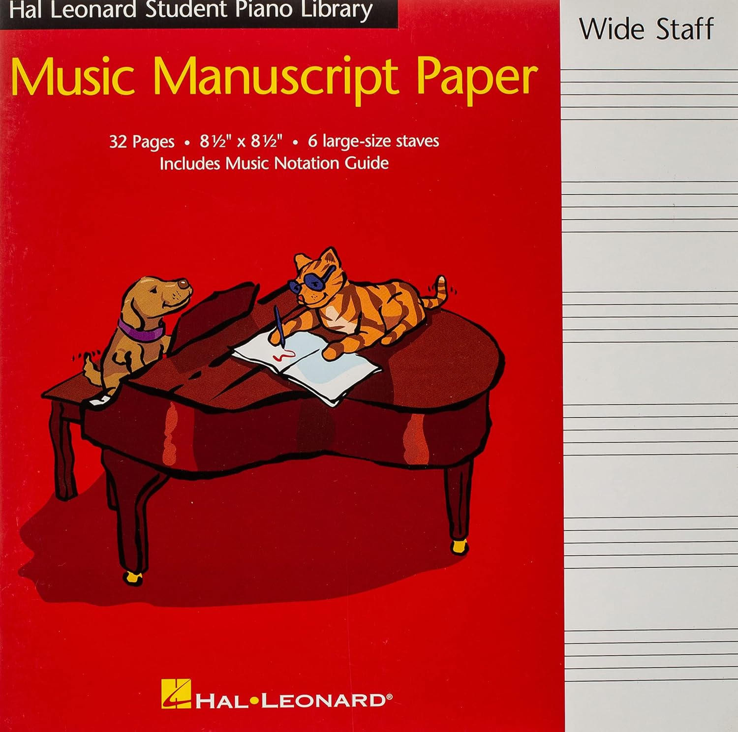 Hal Leonard Student Piano Library â€“ Wide Staff Manuscript Paper | Music Notebook for Piano Students and Composers | with Music Notation Guide - Image 1