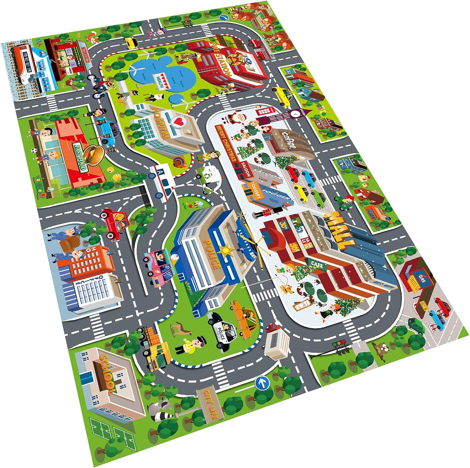 Oriate Kids Dream Mat Modern City Toy Activity Playmat Front View educational rug