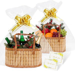Bsenogou large woven bamboo gift basket front view showing natural wood textures and built-in handles