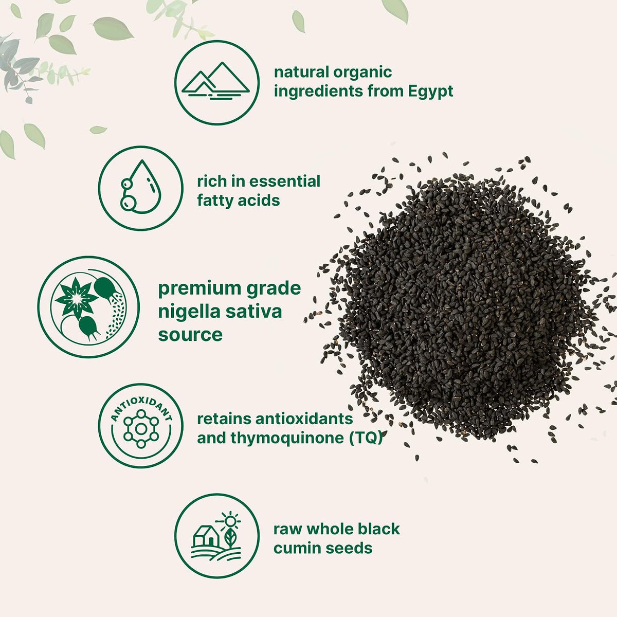 Micro Ingredients organic black seed pile on white surface
