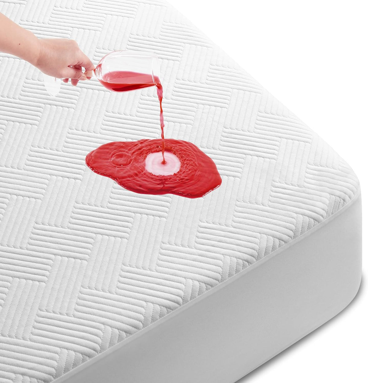 Cozymaker King Size 100% Waterproof Mattress Protector, White | Fitted 8"-21" Deep Pocket, 3D Air Viscose from Bamboo Fabric, Soft Breathable Cooling Mattress Pad Cover Noiseless Washable - Image 11