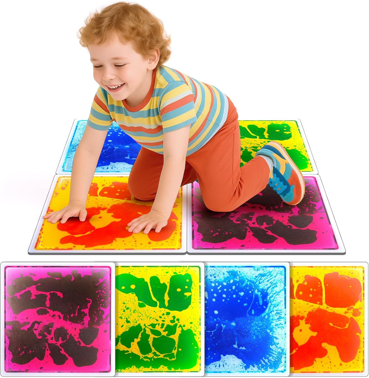Small Fish liquid sensory floor tiles front view set of 4