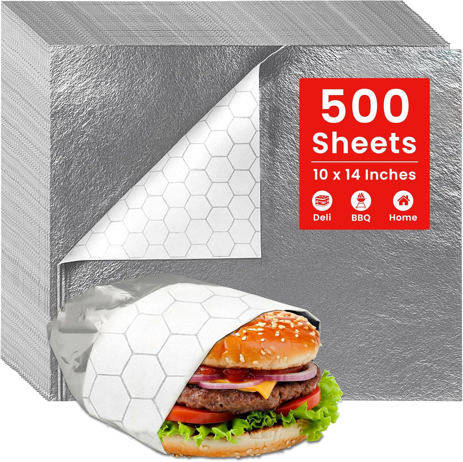RiviMed Insulated Foil Sandwich Wrapping Paper 500 Sheets front view