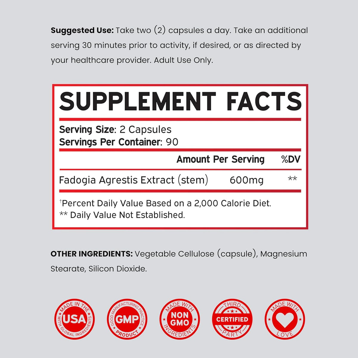 Dorado Nutrition Fadogia Agrestis dietary supplement packaging