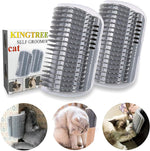 Kingtree Cat Corner Scratcher Self Groomer front view showing grey soft bristles and U-shaped mounting base