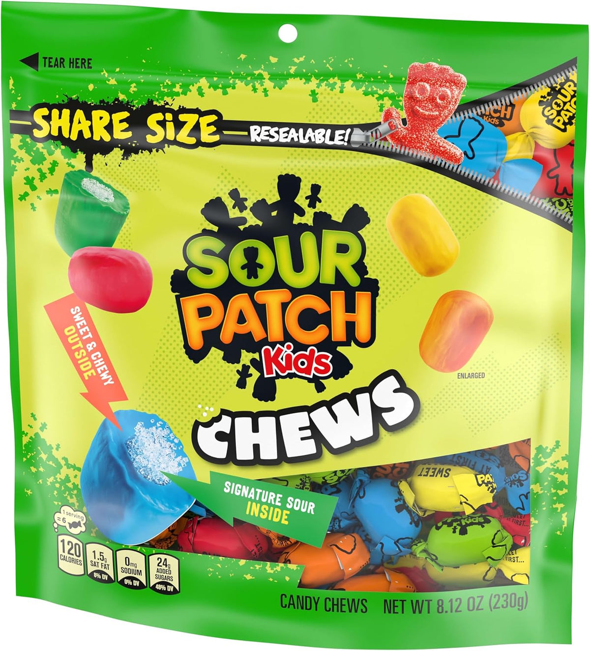 SOUR PATCH KIDS Chews Soft & Chewy Candy, Share Size, 8.12 oz - Image 11