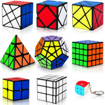 Coolzon speed cube set 9 pack front view showcasing various twisty puzzles