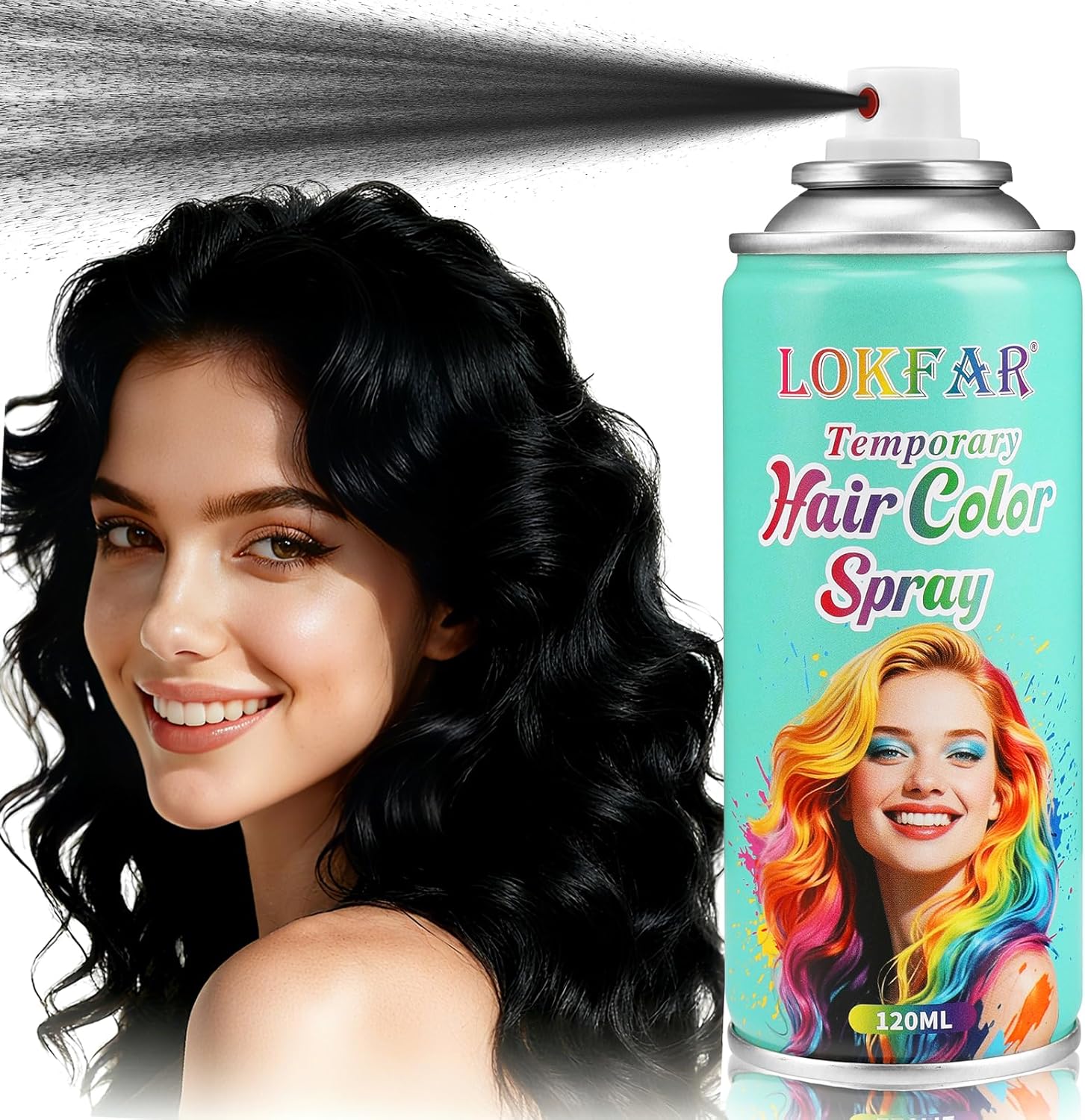 BEFIVECOK temporary black hair color spray front view bottle for salon styling