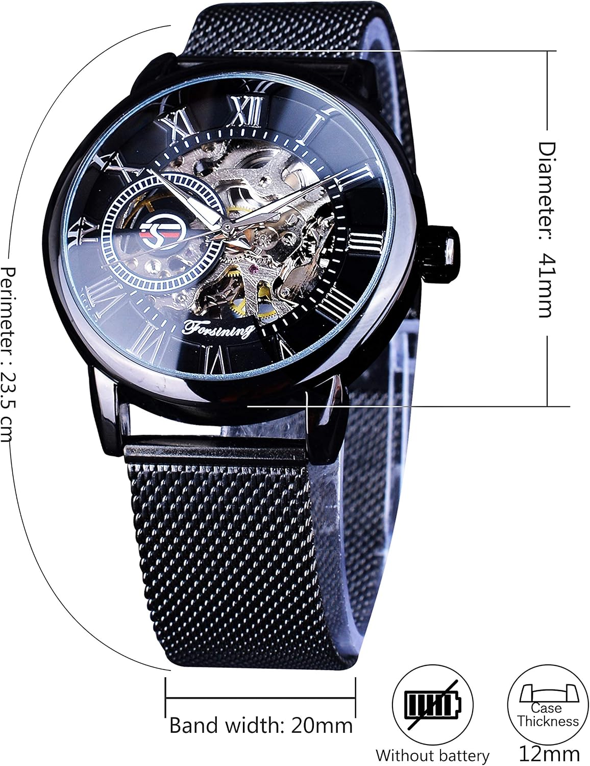 Forsining minimalist retro mechanical watch side profile