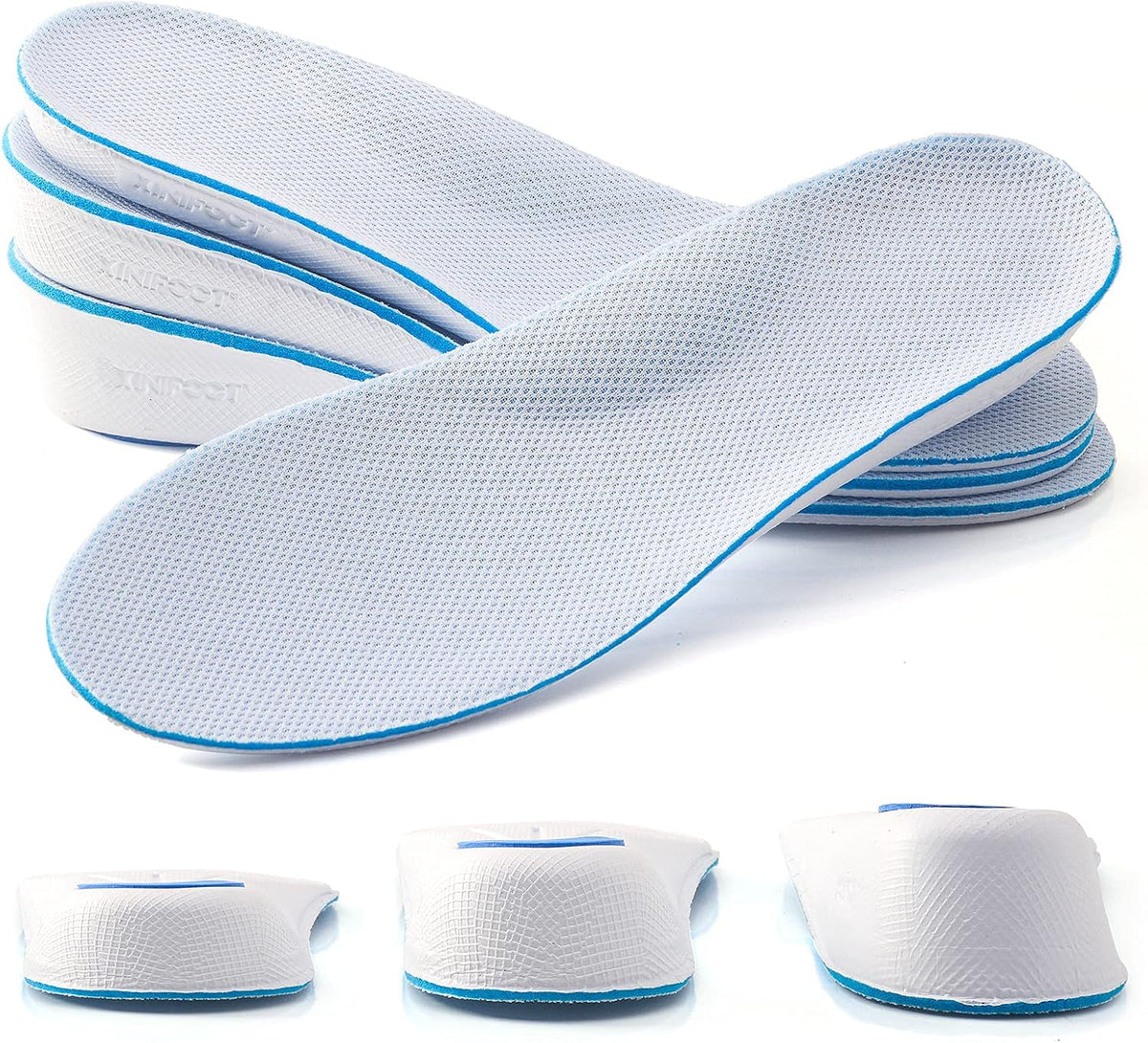 Xinifoot height increase insole front view with breathable mesh surface