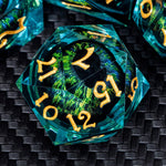 ARUOHHA DND Resin Dice Dragon Eye Liquid Core Polyhedral D and D Dice Set with Gift Box, Green Sharp Edged Dice Role Playing Game D20 D12 D10 D8 D6 D4 - Image 10