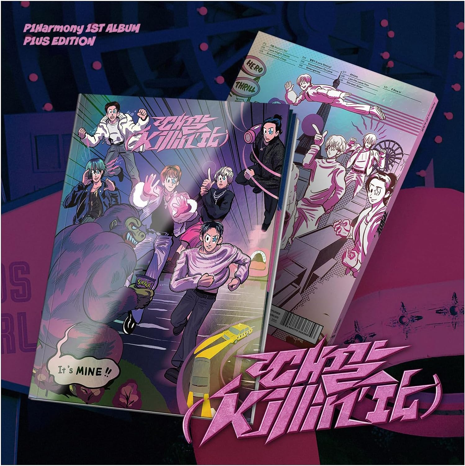 DREAMUS P1Harmony Killin It P1us Edition Album front view featuring official member cartoon artwork cover