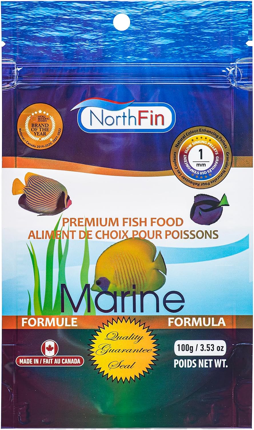 Northfin marine fish food front view packaging 100g