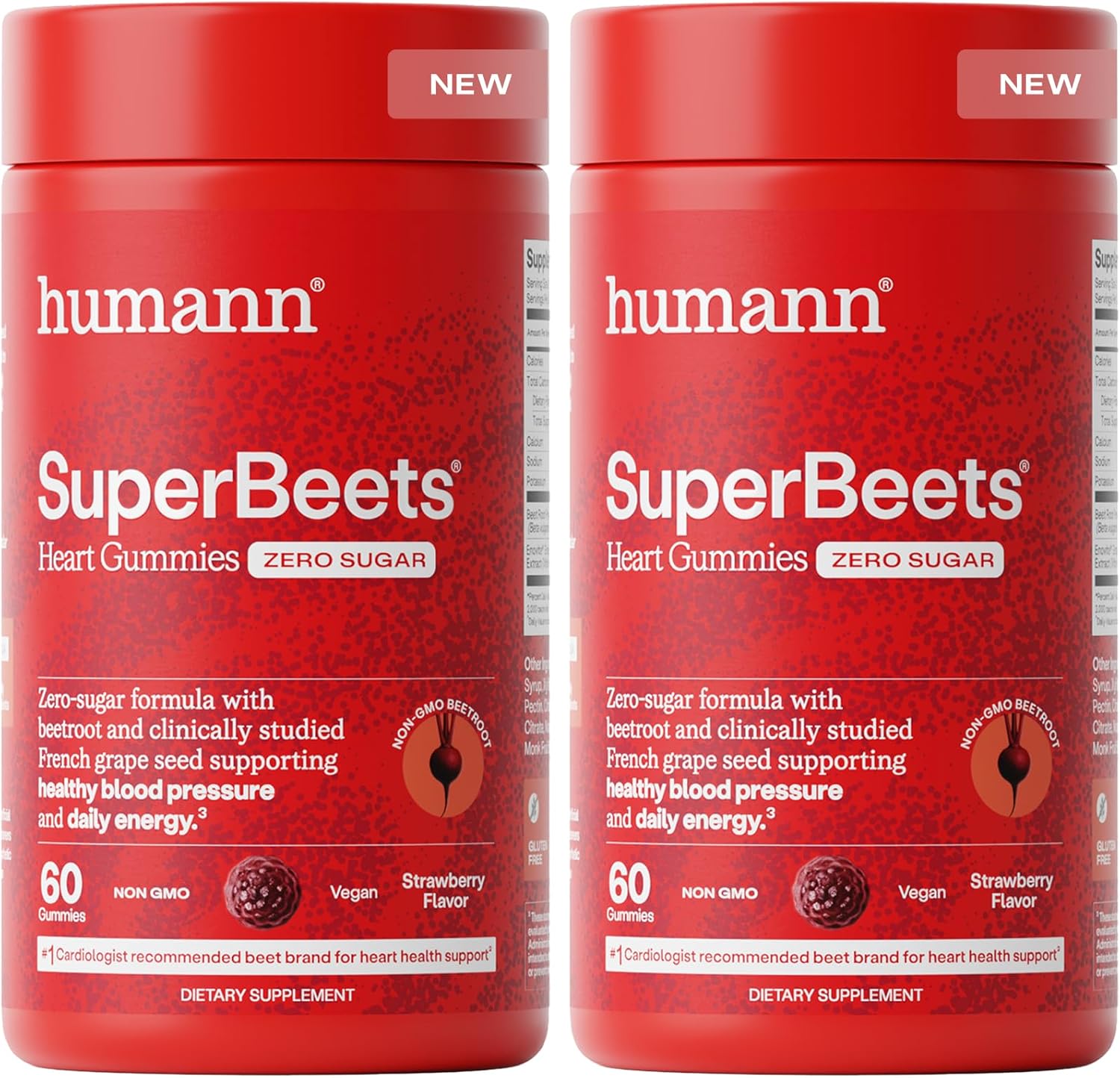 Humann SuperBeets Heart Gummies - Beet Gummy with Heart-Healthy Energy Support, Grape Seed Extract & Beetroot Powder, Zero Sugar - Pomegranate Berry Flavor, 120 Count - Image 1