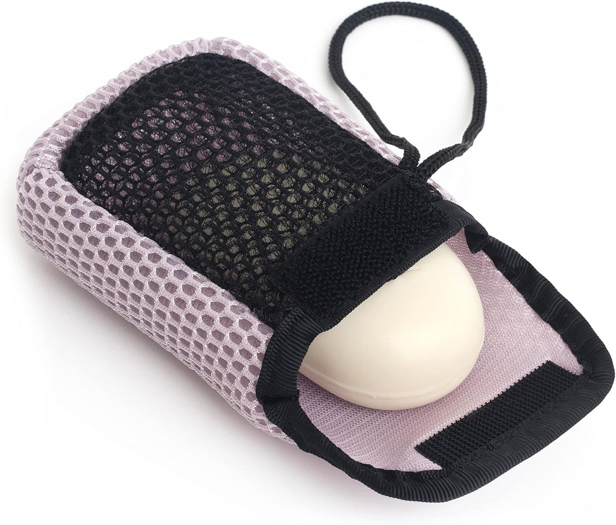 MainBasics blue bath scrubber pouch lather demonstration