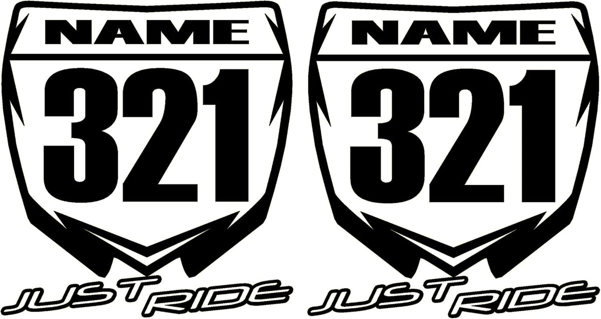 Just Ride Motocross Number Plate Replica Decal Stickers YZ color options showcase