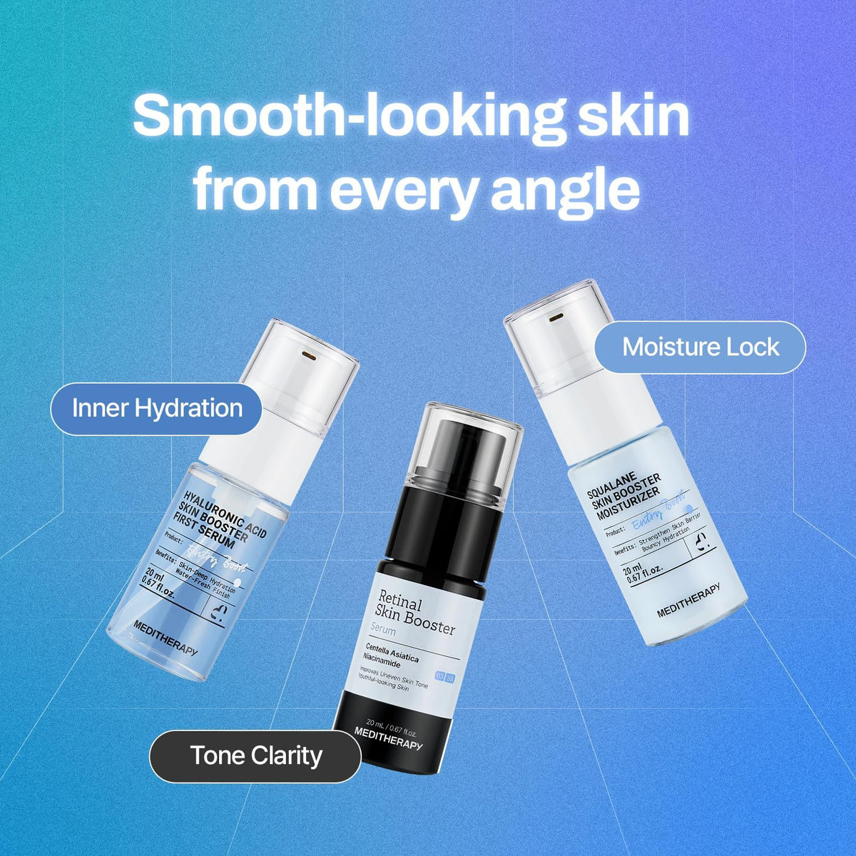 MEDITHERAPY Glow Boost Hydration Set | Vitatmin Bubble Serum + Getle Boost Kit (Retinal, Hyaluronic Acid & Squalane Moisturizer Set) - Radiance Care - Image 6