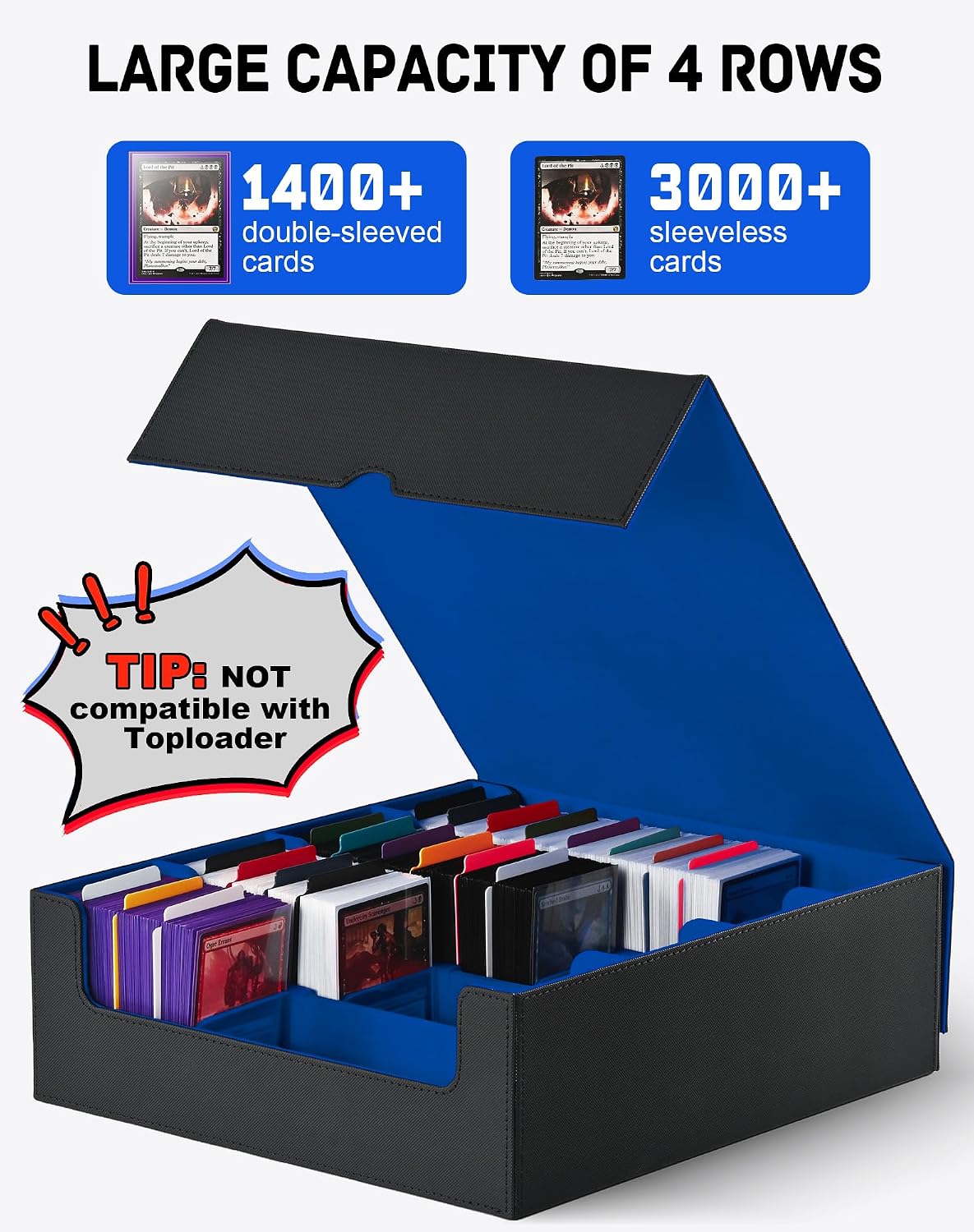 ZLCA deck box open showing multi-row storage layout and dividers