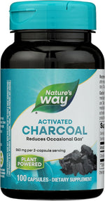 Natures Way activated charcoal 100 capsules front view bottle