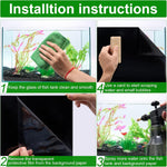 Step by step installation illustration of the static cling aquarium wallpaper with a squeegee.