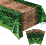 Chiazllta forest path tablecloth dinosaur party table cover front view pack of three