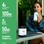 Rule 1 dietary supplement scoop showing fine powder texture
