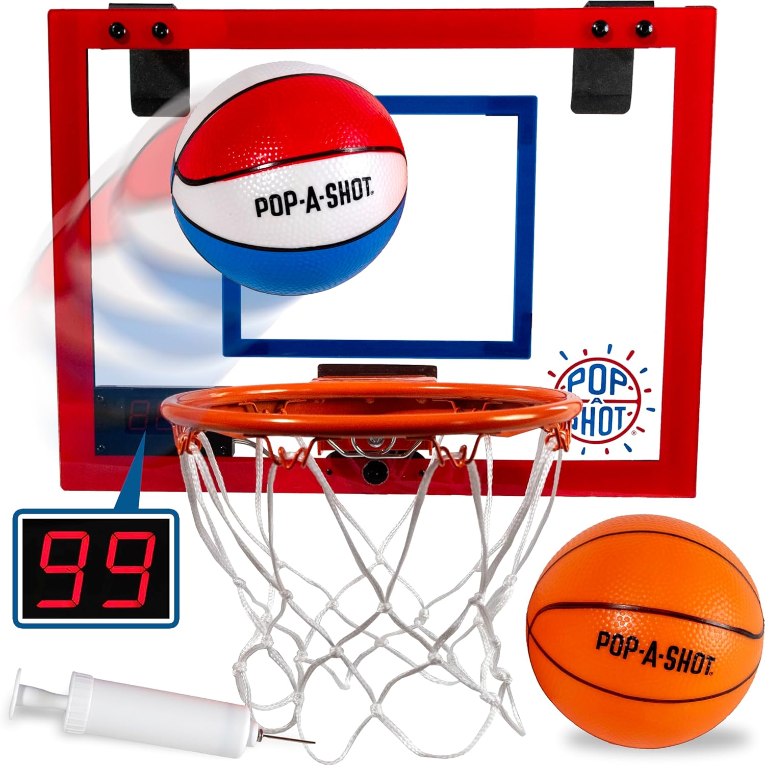 Pop-A-Shot Super Slam Over The Door Mini Basketball Hoop front view