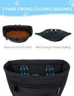 Premium puppy training fanny pack with integrated poop bag dispenser outlet on front pocket