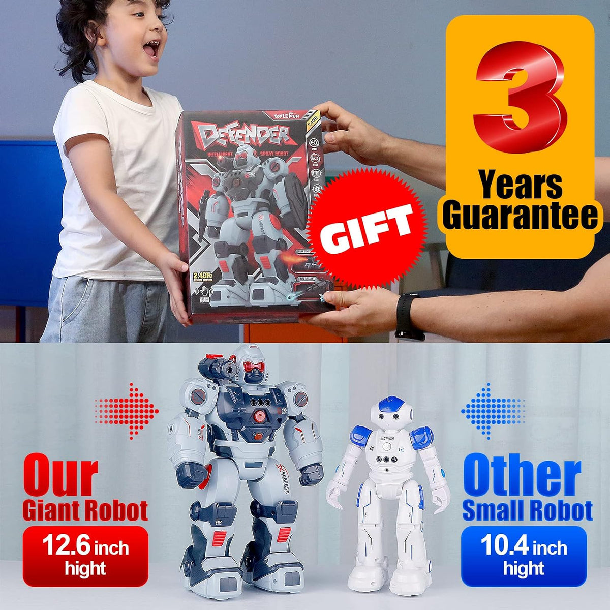 Toylefun smart robot highlighting water spray feature
