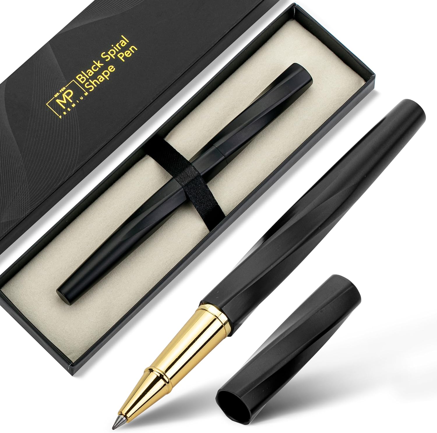 Mr. Pen luxury rollerball pen front view matte black metal finish