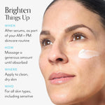 Swatch of the citrus scented brightening moisturizer cream for youthful glowing skin.