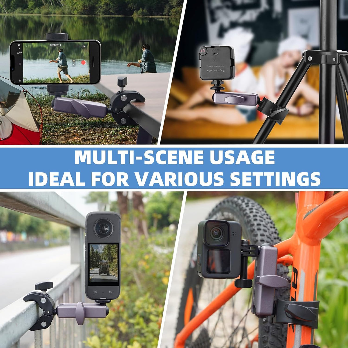 BRDRC camera holder attached to universal action camera