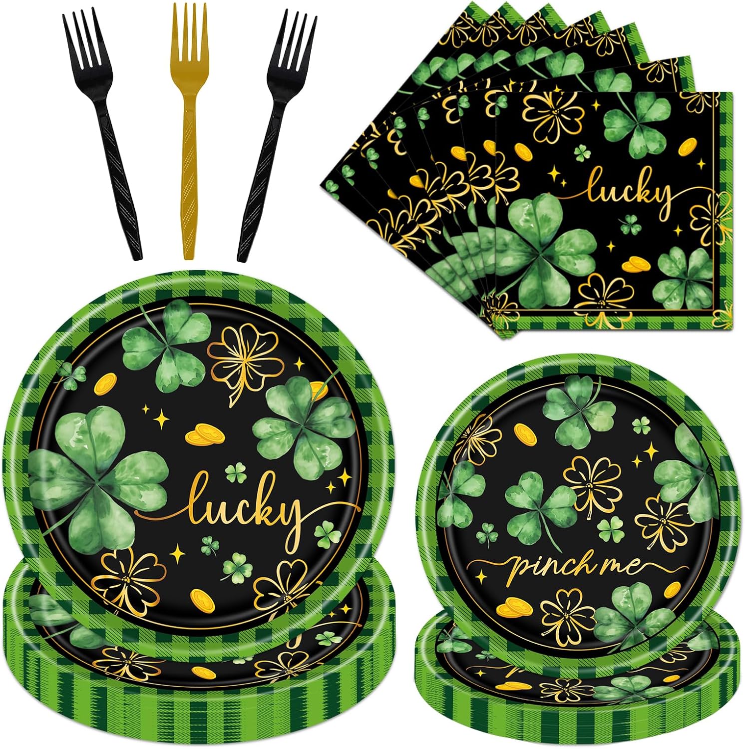 Rakuto 96-piece St. Patrick's Day tableware set front view