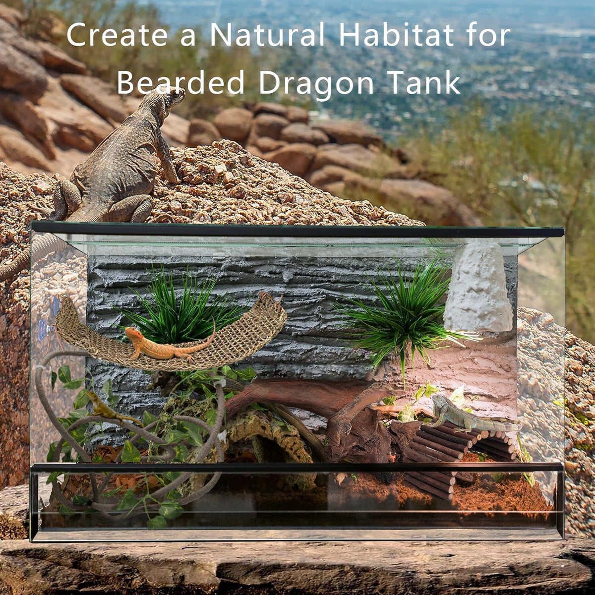 Tankmatdecor reptile habitat decoration set for leopard gecko
