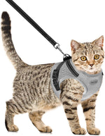 Adjustable cat walking harness with reflective safety strips