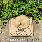 Close up of cat memorial headstone texture and finish