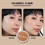 Open pot of Milani Cheek Kiss Cream Bronzer showing texture