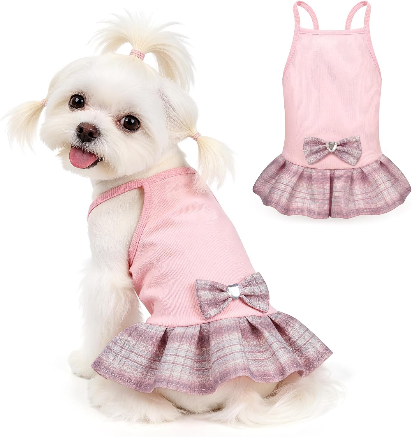 YUDODO princess pet dog dress front view pink summer puppy clothes