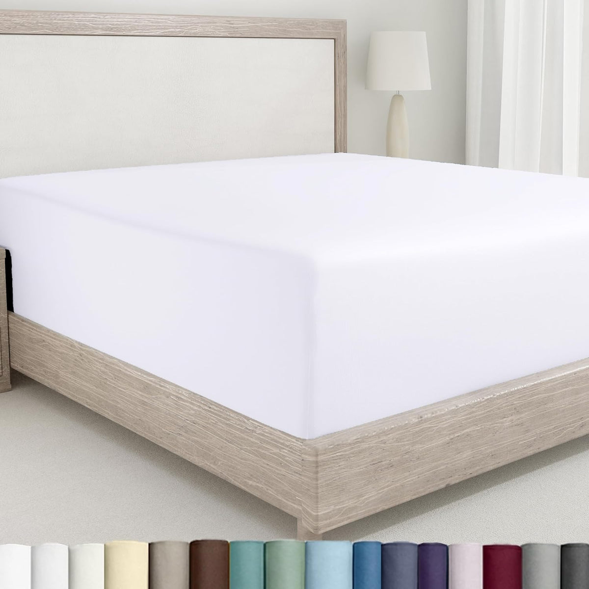 California Design Den white king fitted sheet front view
