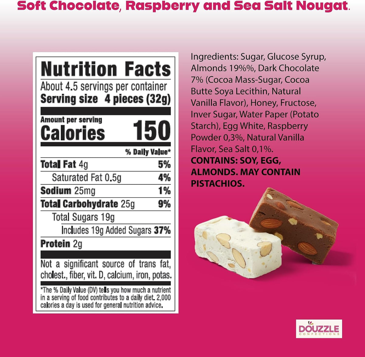 DOUzzle handmade Belgian nougat assortment individually wrapped bars