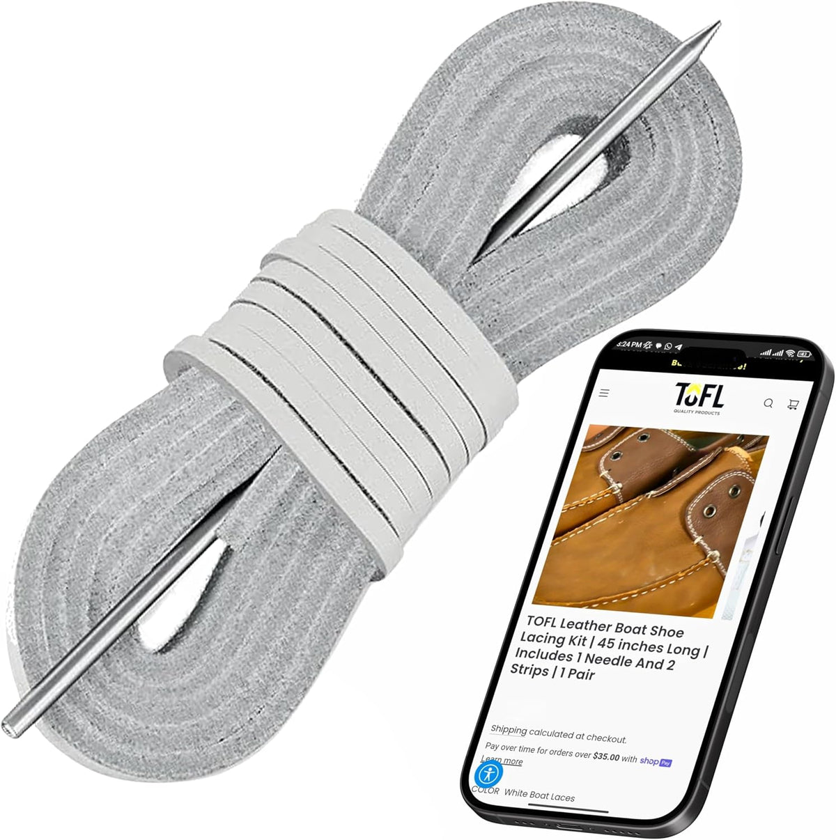 TOFL Leather Boat Shoe Lacing Kit front view shoe accessories